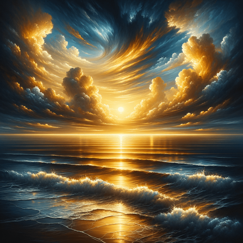 Golden Sunset Over The Ocean Numbered Painting Kits