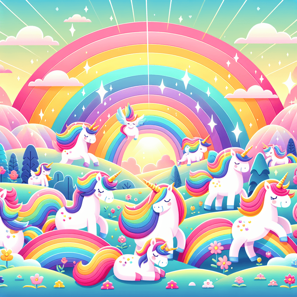 Fantasy Land With Unicorns And Rainbows Paint By Numbers