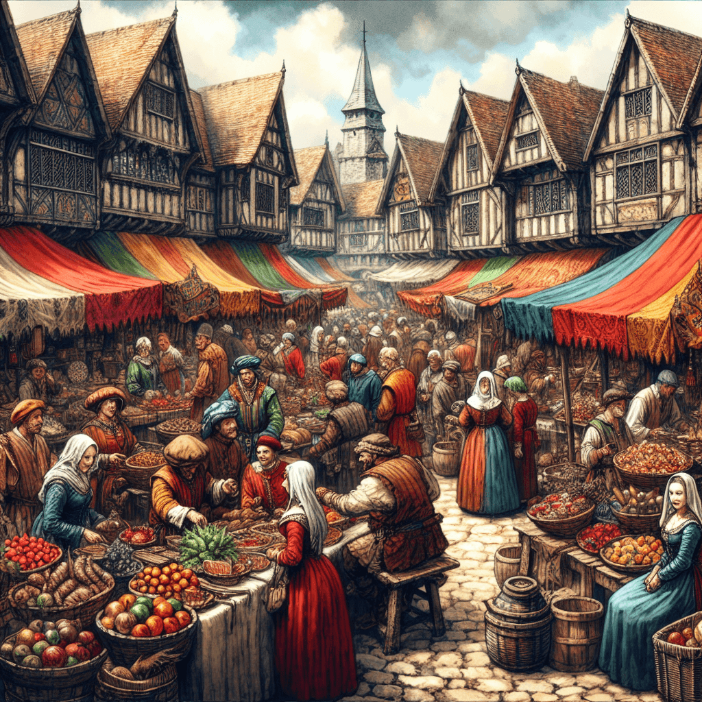 Medieval Market Day Number Painting