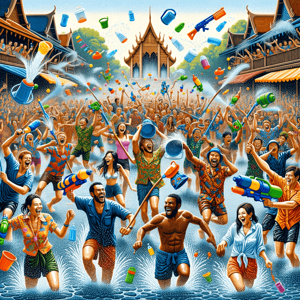 Songkran Water Festival - Chiang Mai, Thailand Numbered Painting Kits