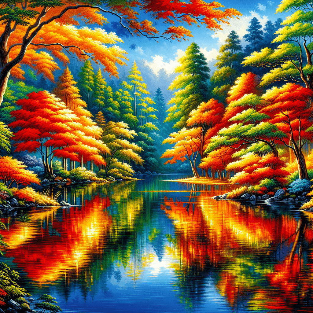Tranquil Autumn Reflection Painting Number Kit