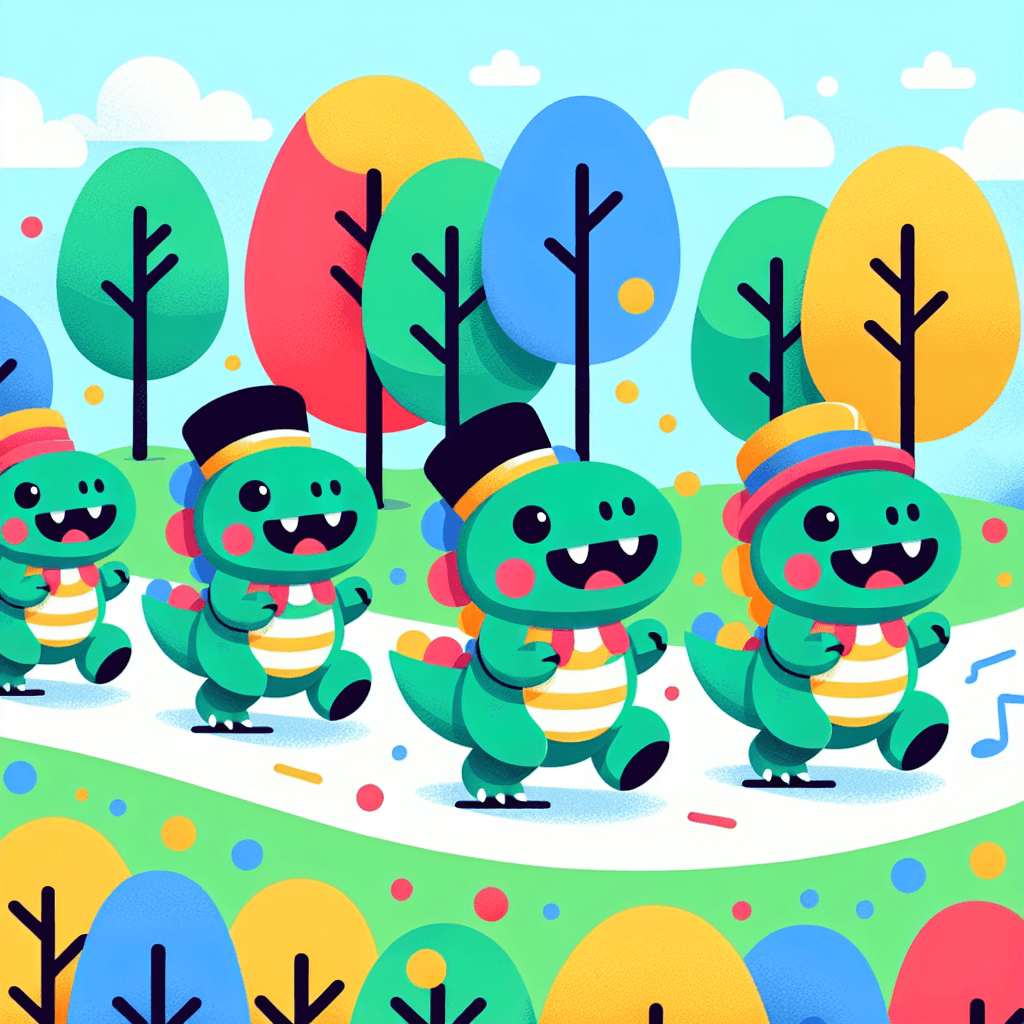 Funky Dinosaur Parade Paint By Numbers Art