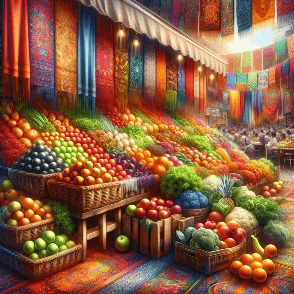 Vibrant Market Stall Number Painting