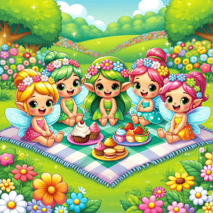 Giggling Fairy Picnic DIY Paint By Numbers