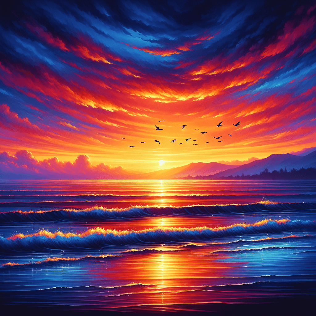 Radiant Sunset Over The Sea Painting By Numbers Kit