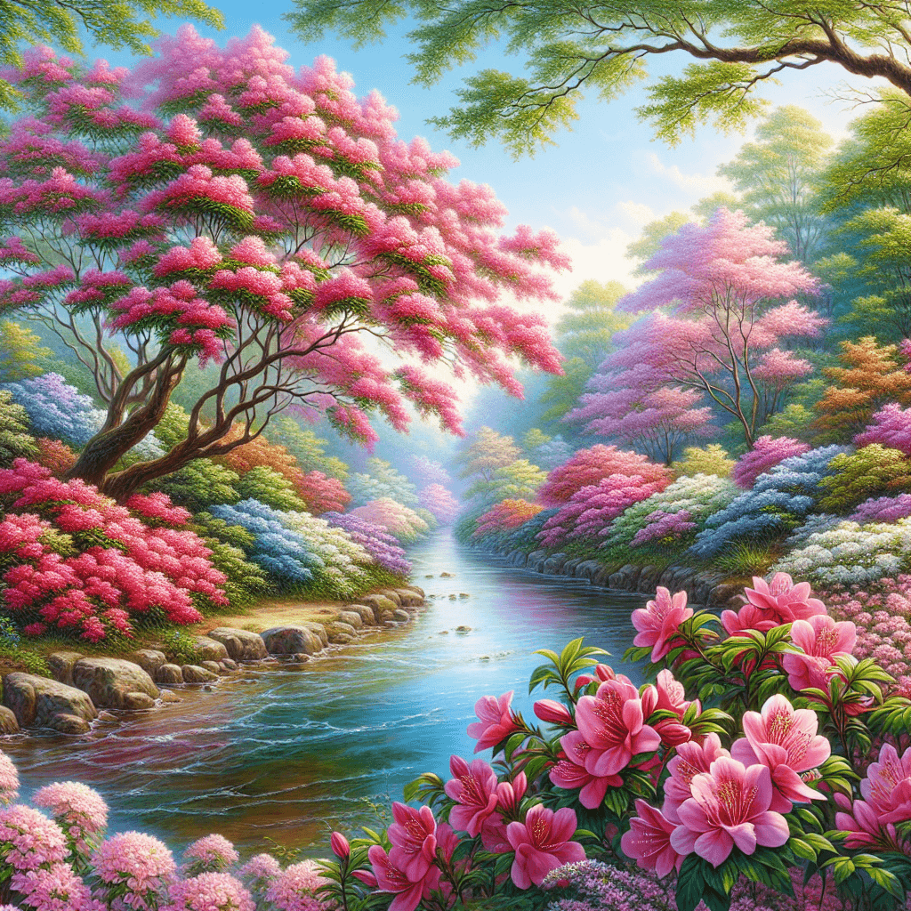 Riverside Spring Blossom Number Painting