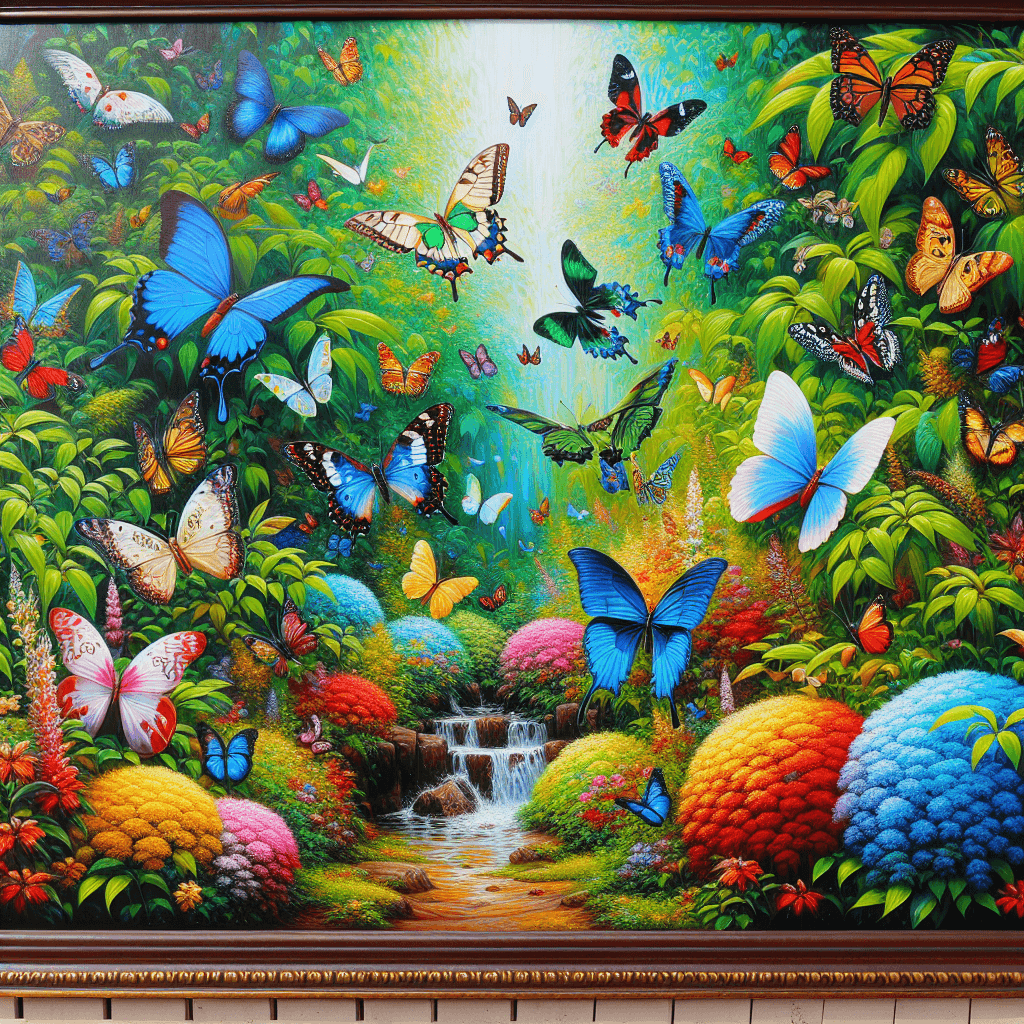 Vibrant Butterfly Garden Wall Décor Number Painting