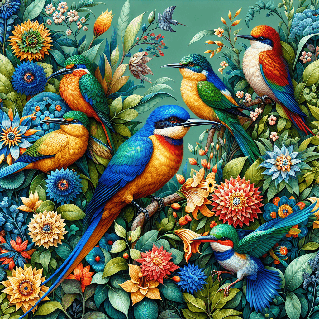 Colorful Birdwatching Haven Painting Number Kit