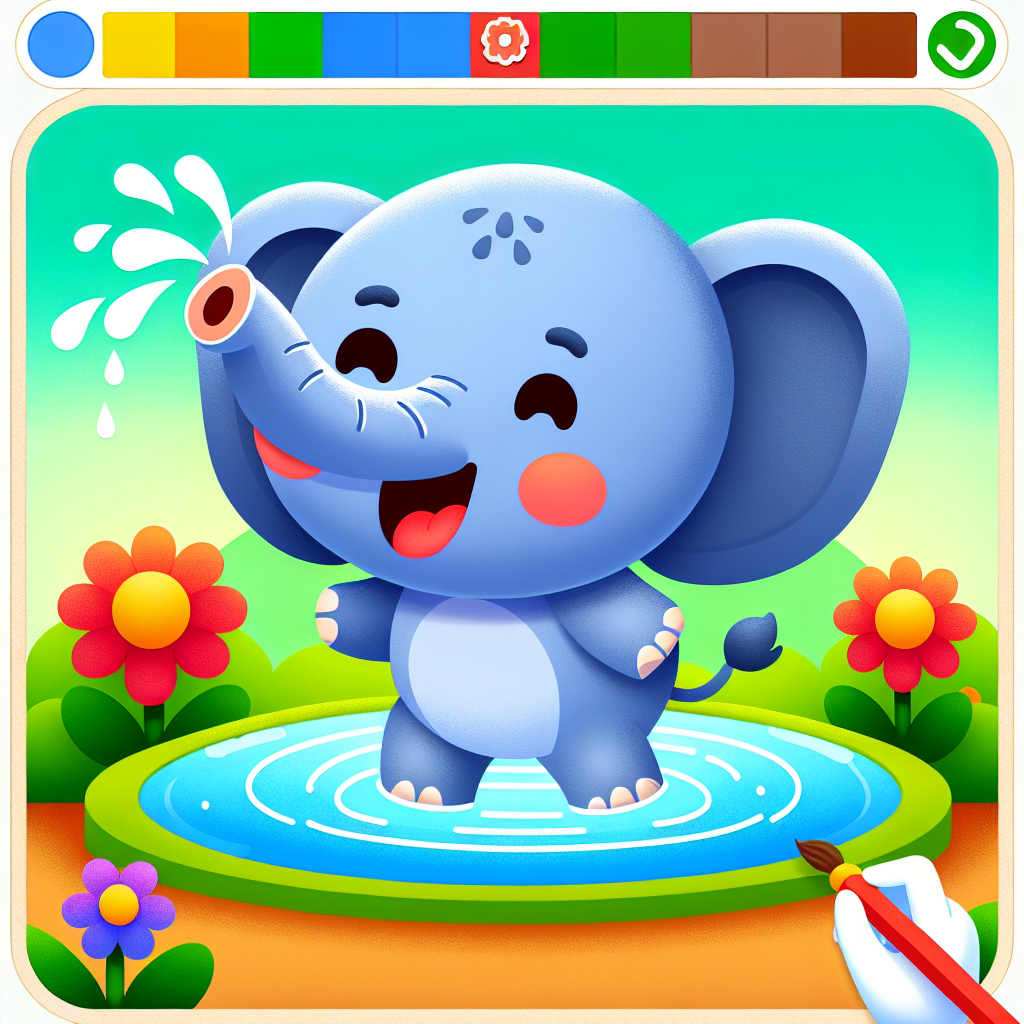Joyful Elephant Splash Paint By Numbers Art