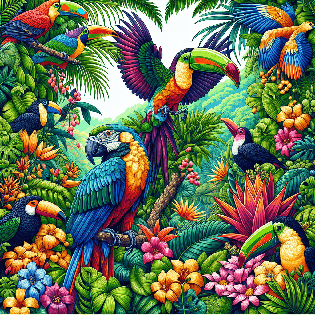 Tropical Bird Haven Paint By Numbers Kits