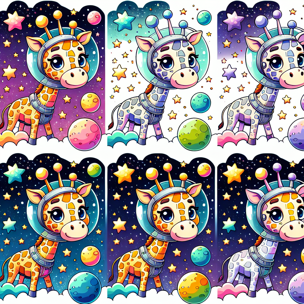 Giraffe Galaxy Exploration Paint By Numbers Art