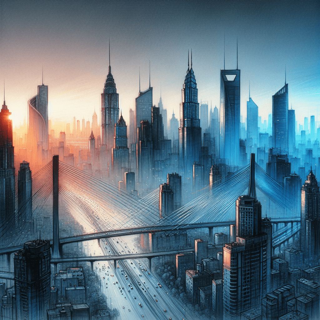 City Skyline At Dawn Number Painting