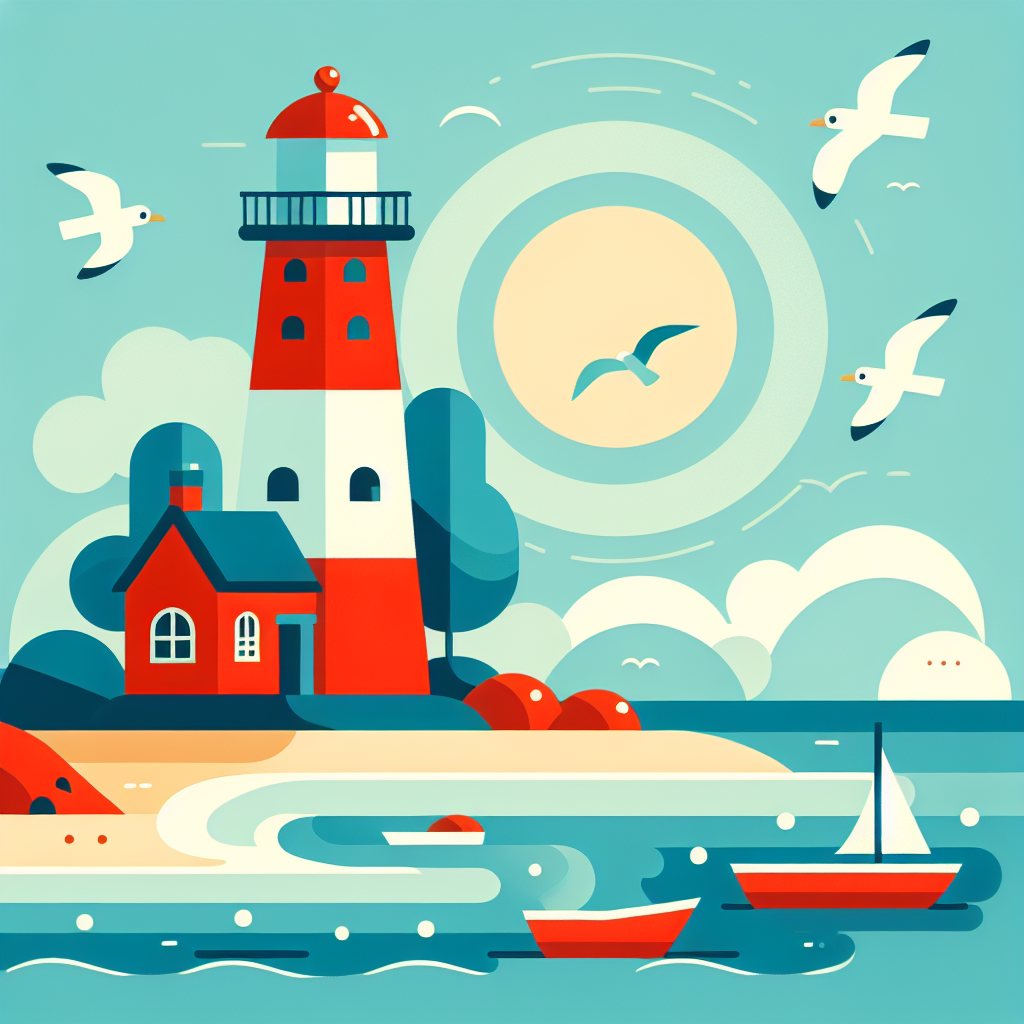 Lively Lighthouse Lagoon Number Painting