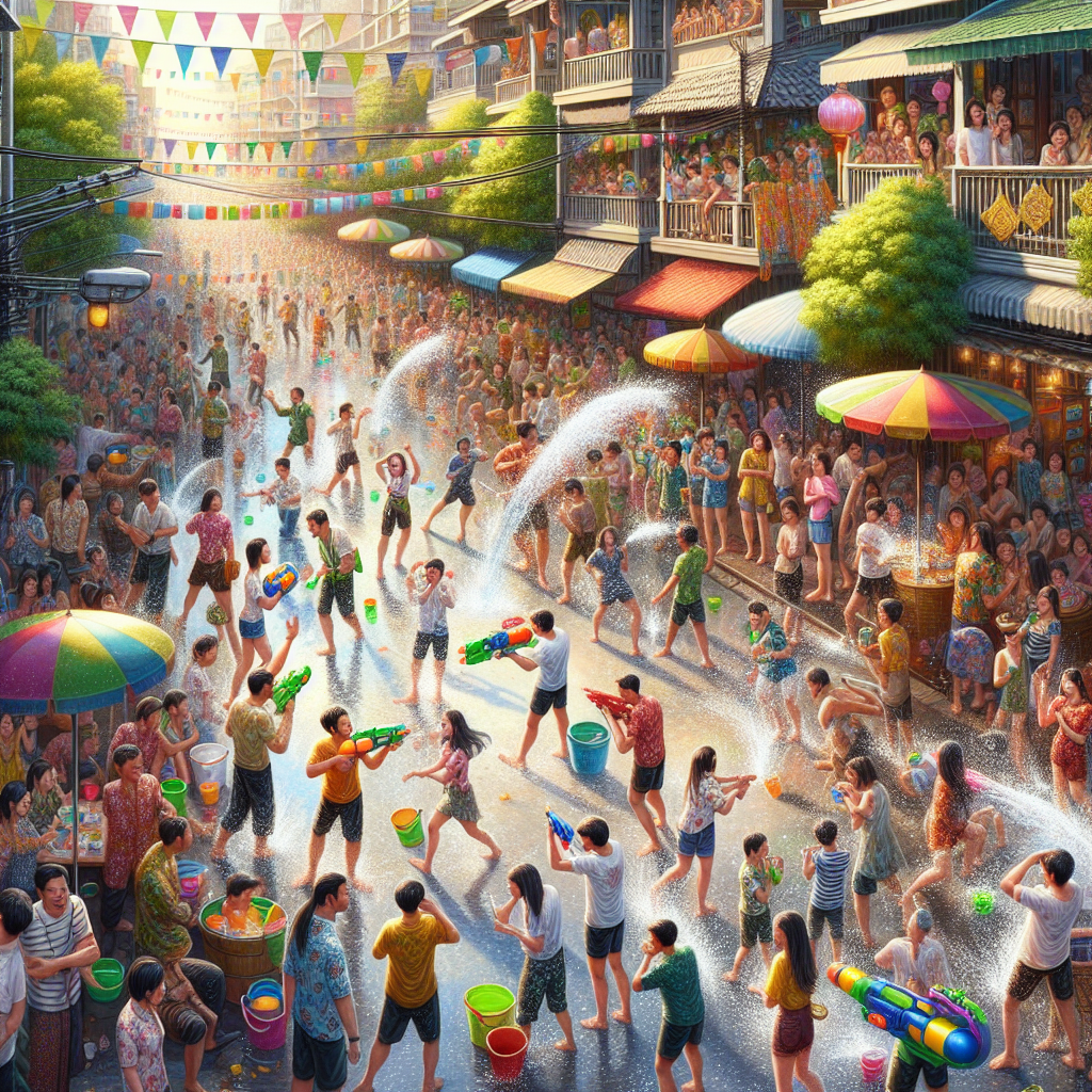 Songkran Water Festival - Bangkok, Thailand Paint By Color