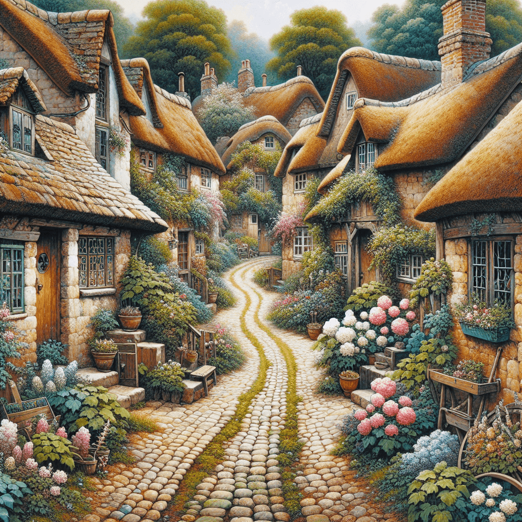 Charming Village Lane Paint By Numbers Art