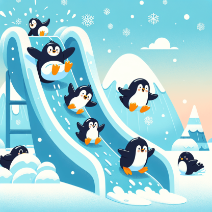 Snowy Penguin Playground Painting By Numbers Kit