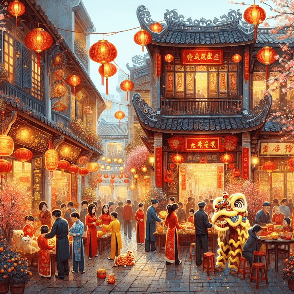 Tet Nguyen Dan (Vietnamese New Year) - Vietnam Painting Number Kit