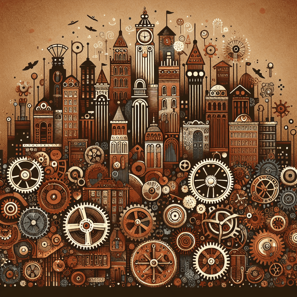 Eccentric Steam Punk City Number Painting