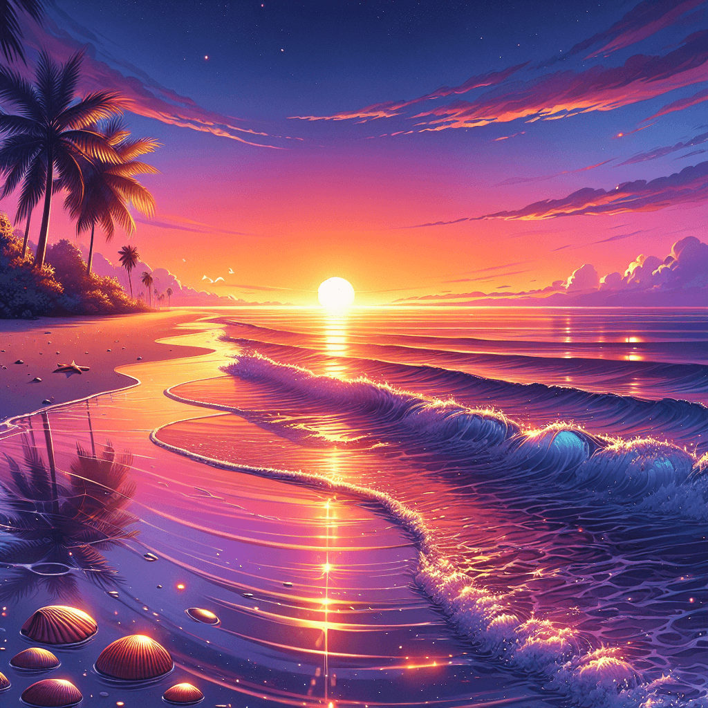 Calm Beach Sunset Number Painting