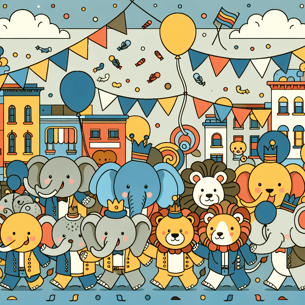 Animal Parade Through Town Paint By Numbers