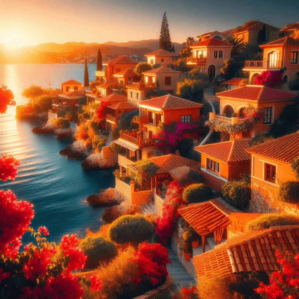 Sun-Kissed Mediterranean Village Number Painting