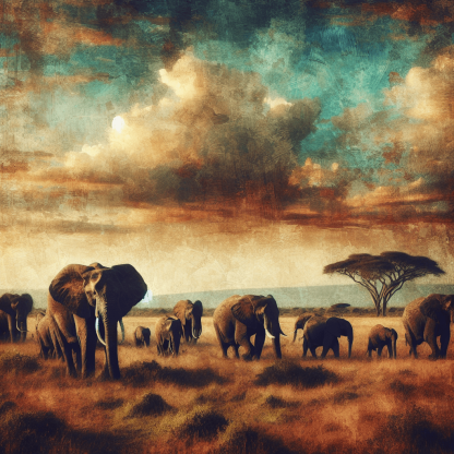 Gentle Giants Of The Savannah Paint By Numbers Art