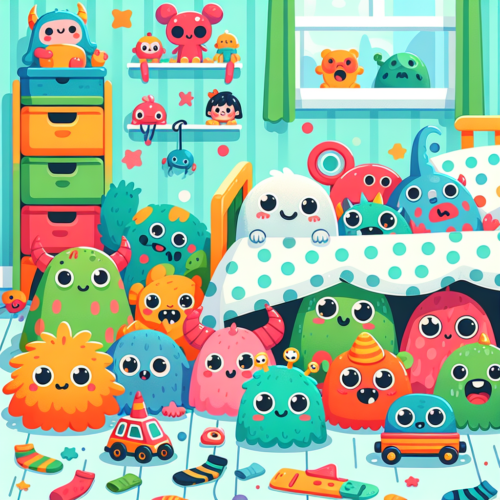 Playful Monsters Under The Bed Paint By Numbers Art