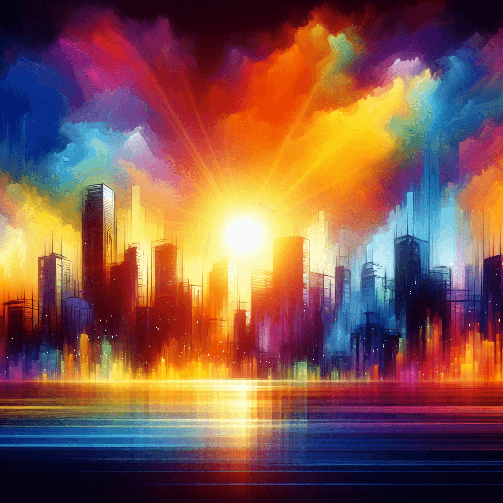 Vibrant Urban Skyline Paint By Color