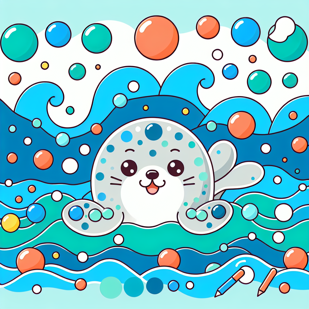 Playful Seal's Splash Number Painting