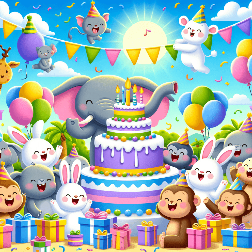 Cheerful Animal Birthday Party Paint By Number
