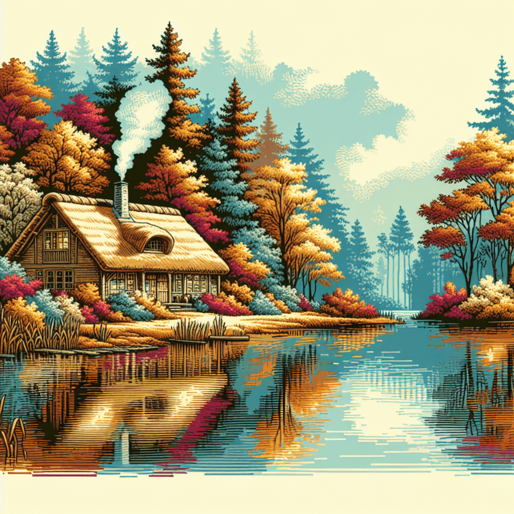 Cottage By The Lake Number Painting
