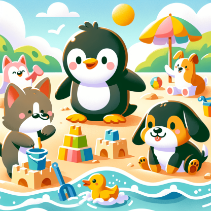 Giggling Animal Beach Day DIY Paint By Numbers