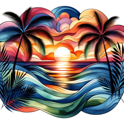 Glistening Ocean Sunset Numbered Painting Kits
