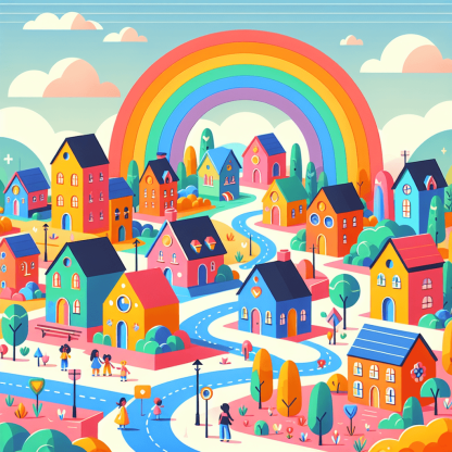 Rainbow Village Paint By Color