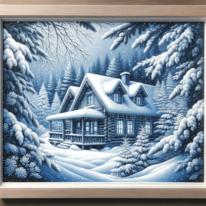 Snowy Mountain Cabin Painting By Numbers Kit