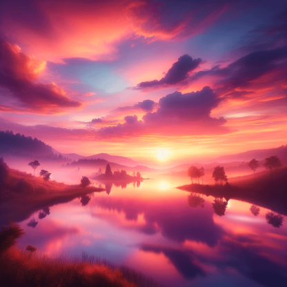 Tranquil Sunset Reflection DIY Paint By Numbers