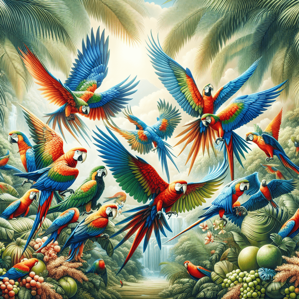 Fiery Fiesta Parrots Paint By Numbers Art