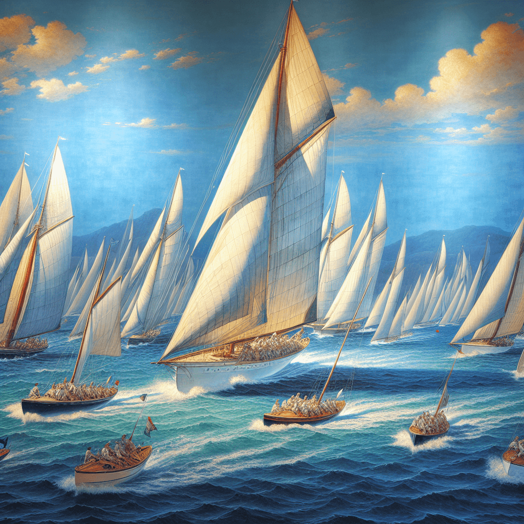 Vintage Sailboat Regatta Number Painting