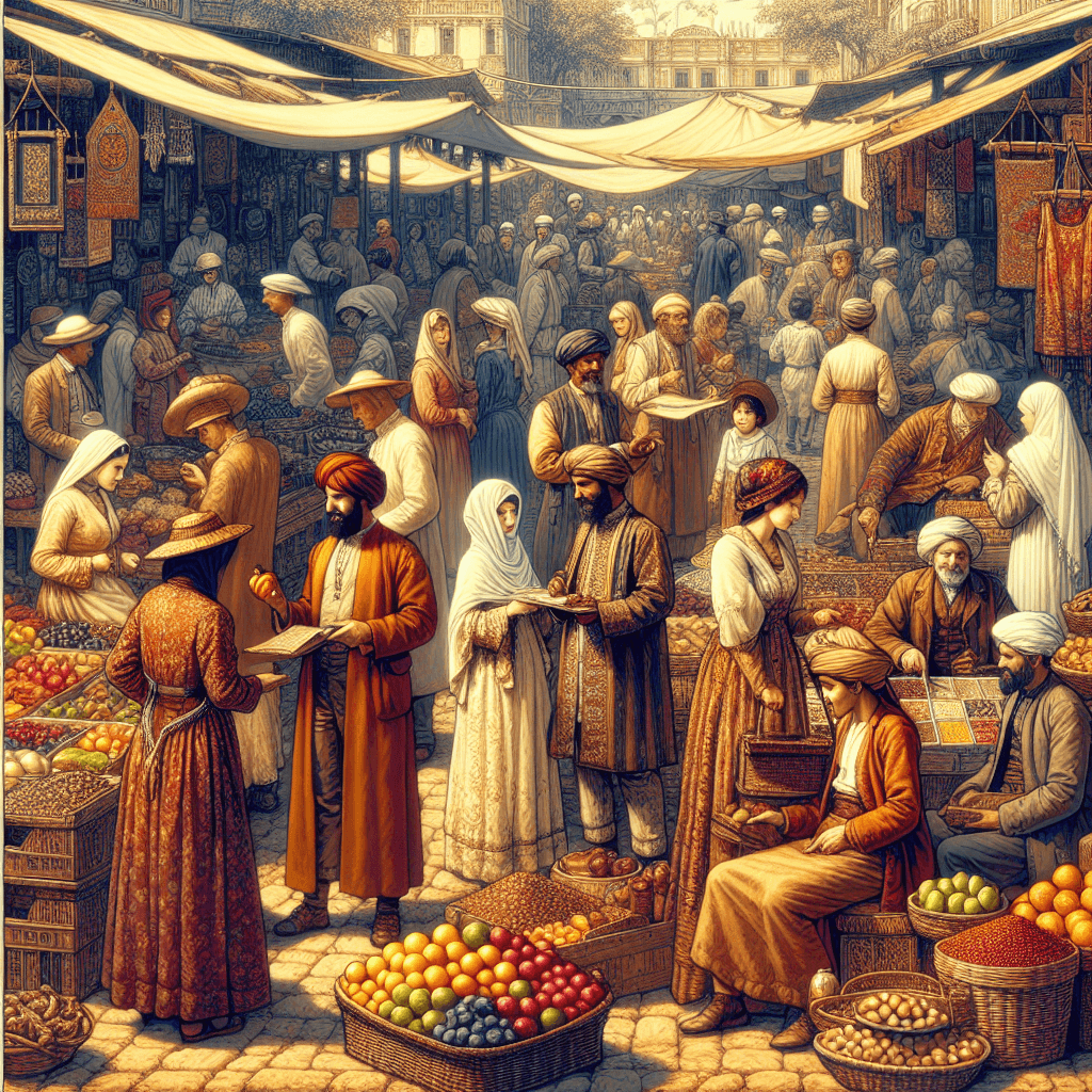Old Town Market Scene Numbered Painting Kits