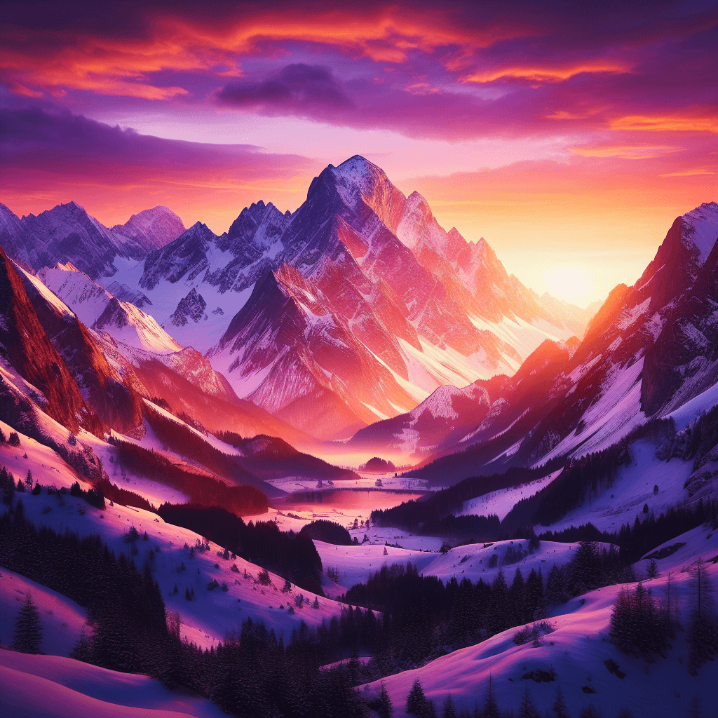 Sunset Mountain Escape Number Painting