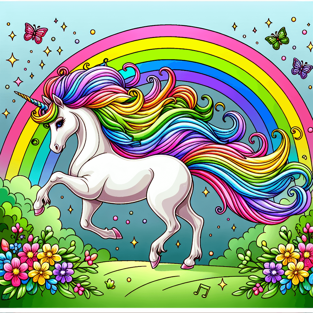 Rainbow Unicorn Land Number Painting