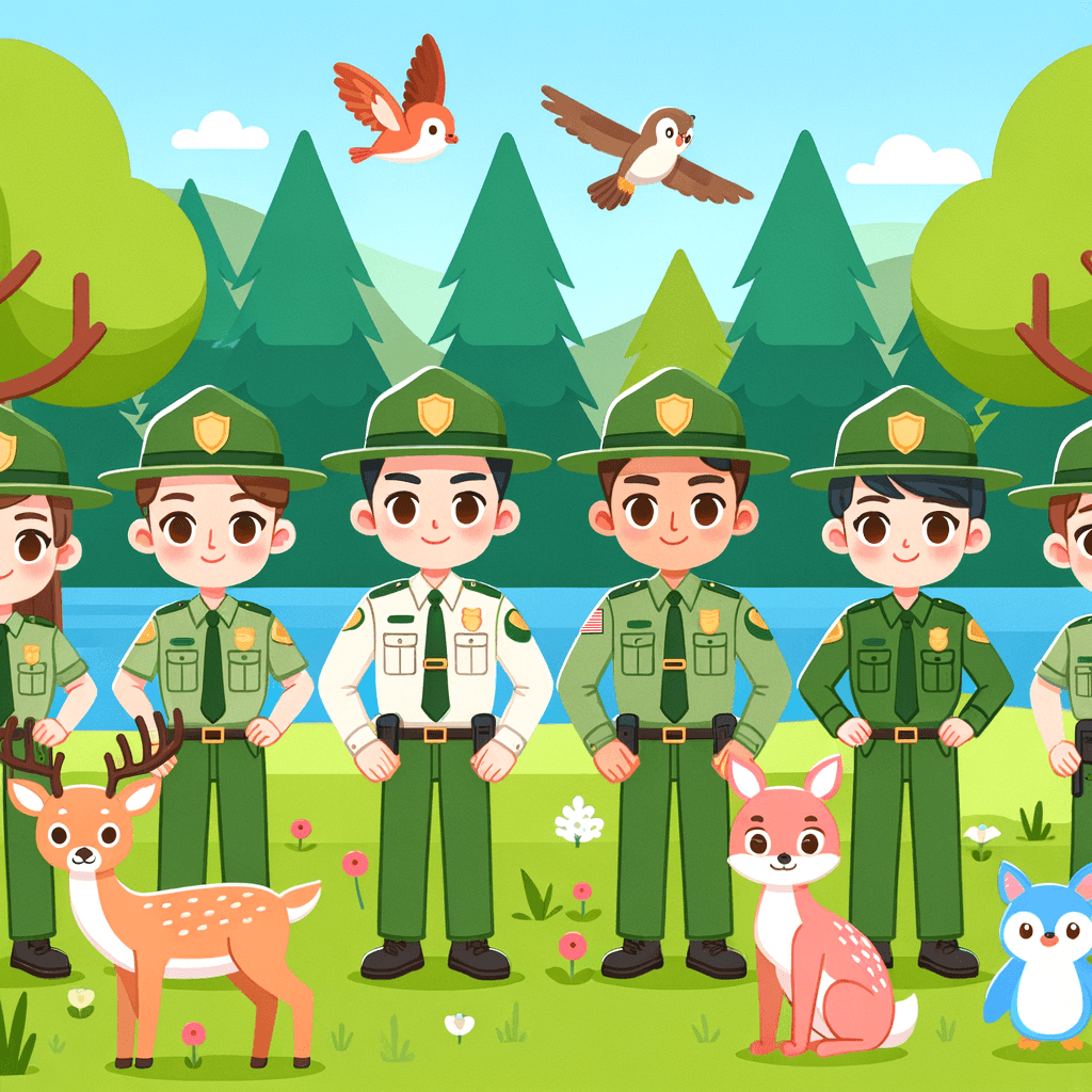 Forest Rangers On Duty Number Painting