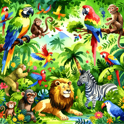 Cheerful Jungle Safari Paint By Numbers Art