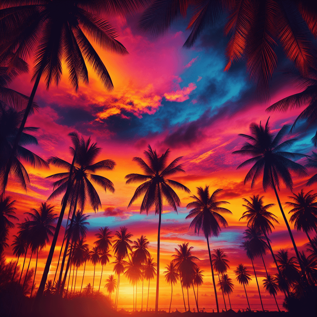 Tropical Paradise Sunset Painting By Numbers Kit