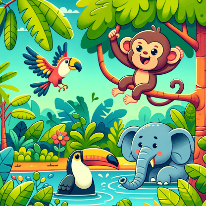 Animal Friends In The Jungle DIY Paint By Numbers