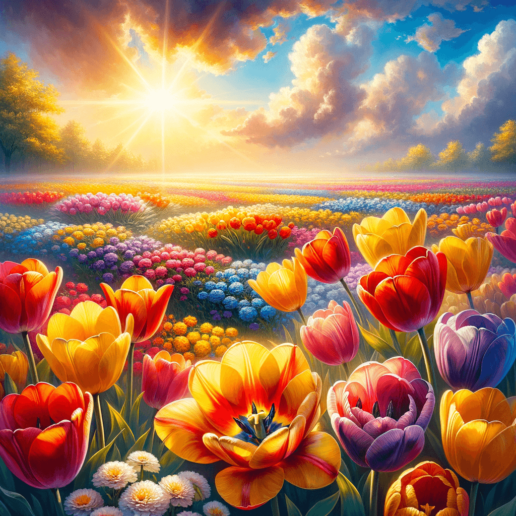 Bright And Breezy Tulip Field Paint By Number