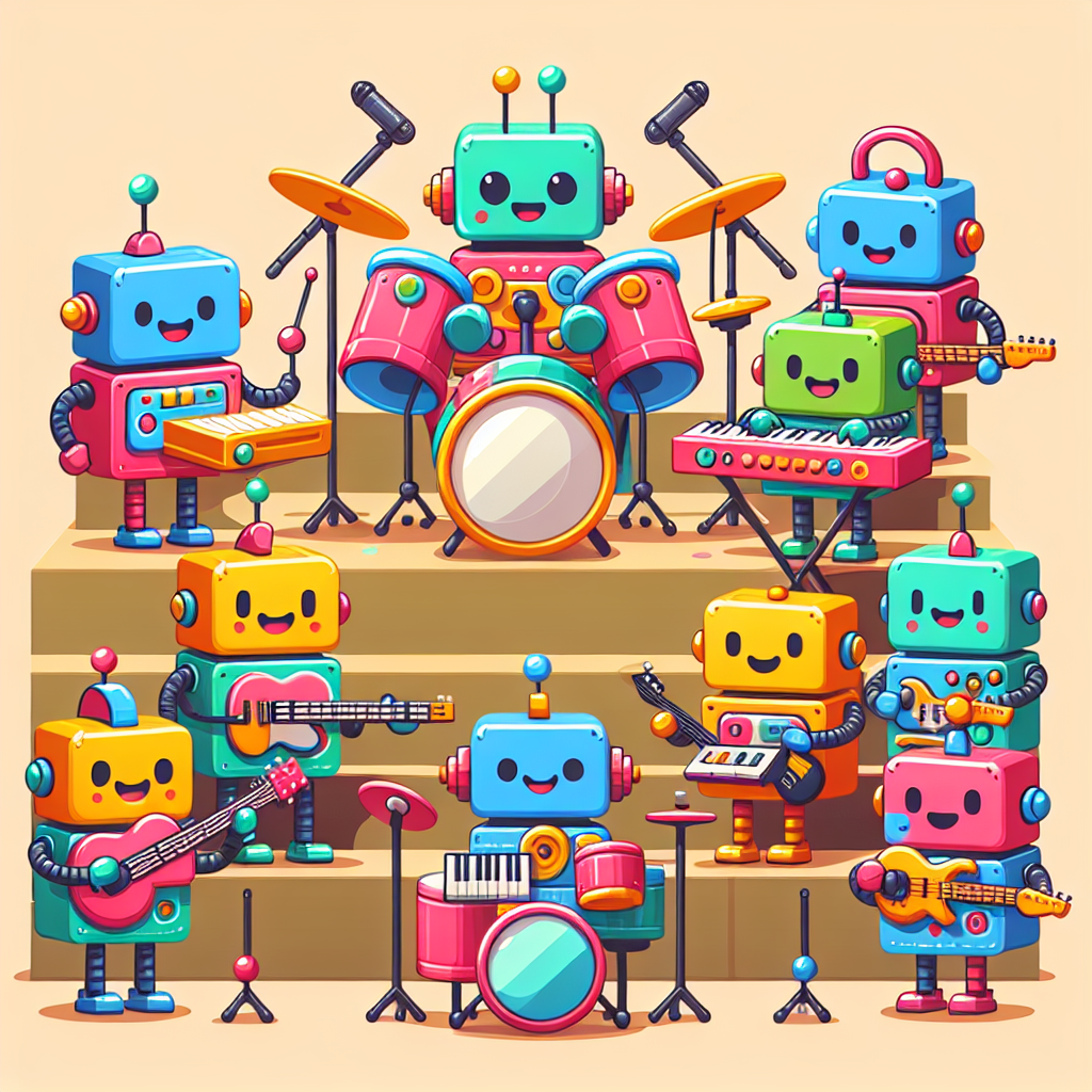 Cheerful Robot Band Paint By Number