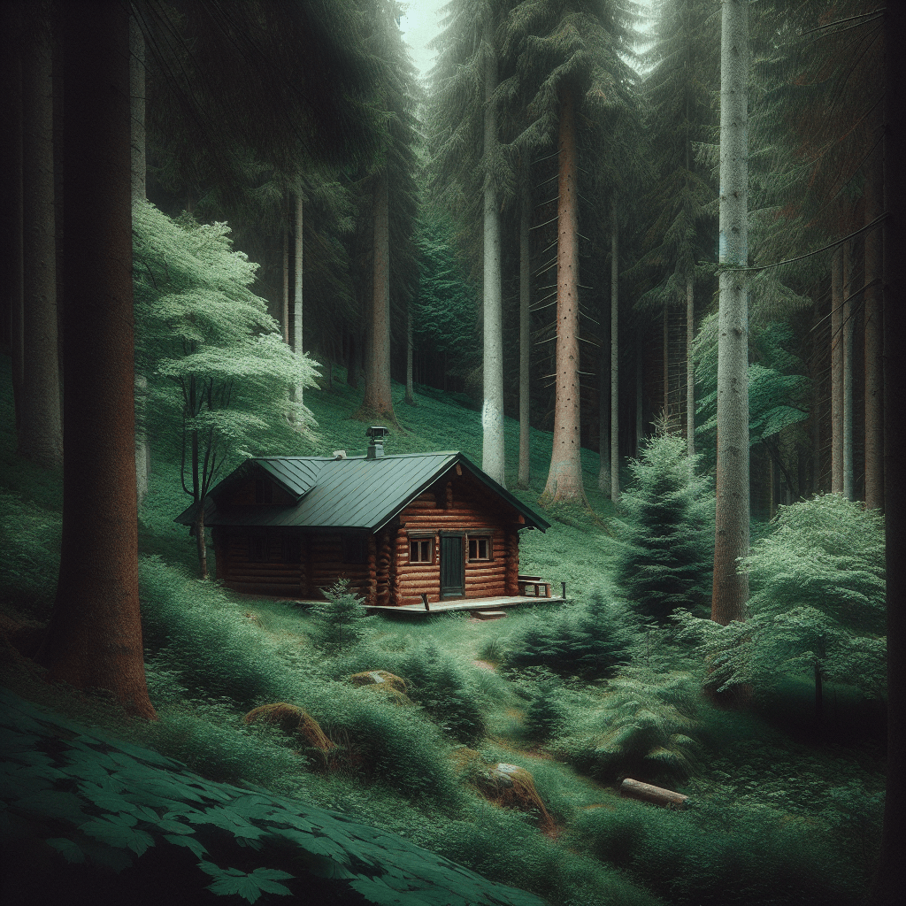 Quiet Forest Cabin Retreat Number Painting