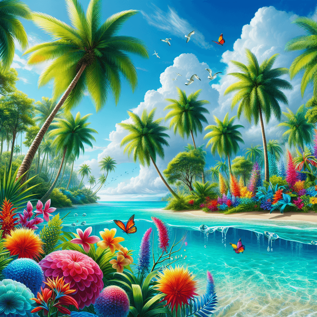 Vivid Tropical Paradise Painting Number Kit