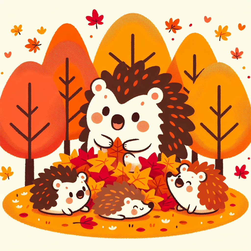 Happy Hedgehogs In Autumn Paint By Color